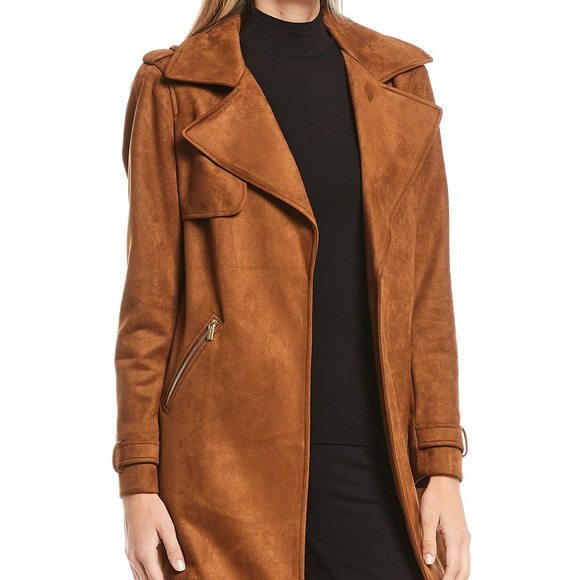 Nwt Calvin Klein Faux Suede Trench Coat 